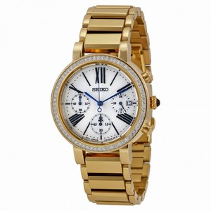 Seiko Chronograph White Dial Gold-plated Ladies Watch SRW014