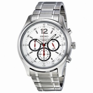 Seiko Chronograph White Dial Stainless Steel Men's Watch SRW007