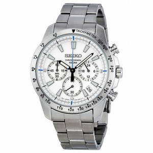 Seiko Chronograph White Dial Stainless Steel Men's Watch SSB025