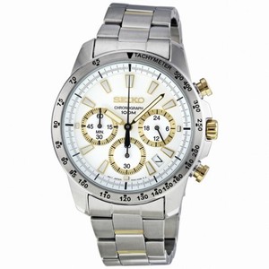 Seiko Chronograph White Dial Stainless Steel Men's Watch SSB029
