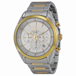 Seiko Chronograph White Dial Stainless Steel Men's Watch SSB090