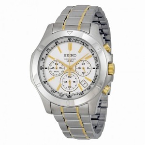 Seiko Chronograph White Dial Two-tone Men's Watch SSB107