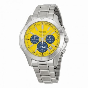 Seiko Chronograph Yellow Dial Stainless Steel Men's Watch SSB115