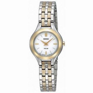 Seiko Classic Solar White Dial Two-tone Ladies Watch SUP210