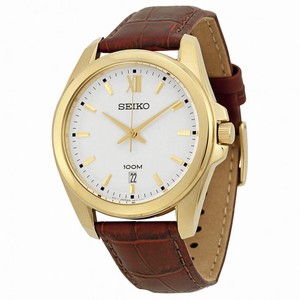 Seiko Classic White Dial Brown Leather Men's Watch SGEG64P2