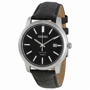 Seiko Conceptual Black Dial Black Leather Men's Watch SGEH19