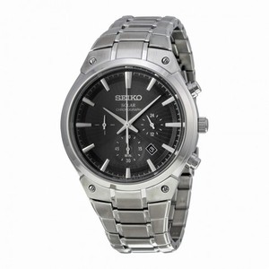 Seiko Core Chronograph Black Dial Stainless Steel Men's Watch SSC317