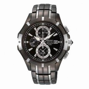 Seiko Coutura Black Dial Chronograph Two Tone Stainless Steel Men's Watch SNAE57