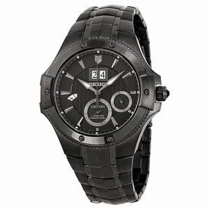 Seiko Coutura Kinetic Perpetual Black Dial Black Ion-plated Men's Watch SNP071