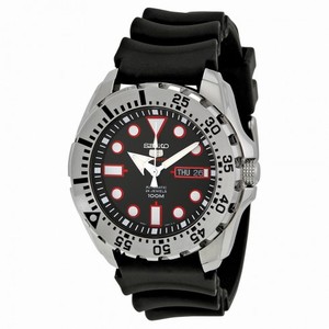 Seiko Diver Automatic Black Dial Black Rubber Men's Watch SRP601