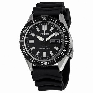 Seiko Divers Black Dial Black Rubber Strap Men's Watch SKZ327