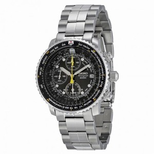 Seiko Flight Chronograph Steel Black Dial Men's Watch SNA411
