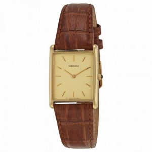 Seiko Gold Dial Gold-tone Stainless Steel Brown Leather Men's Watch SFP606