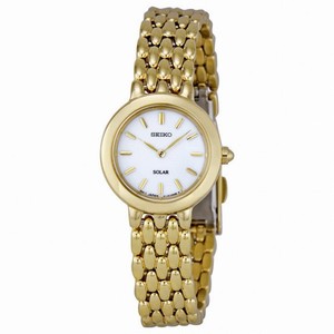 Seiko Gold-tone Dress White Dial Solar Quartz Ladies Watch SUP022