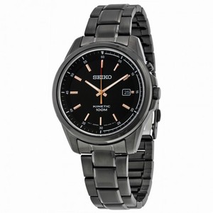 Seiko Kinetic Black Dial Black Black Ion-plated Men's Watch SKA681