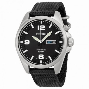 Seiko Kinetic Black Dial Black Canvas Men's Watch SMY143