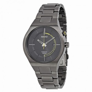 Seiko Kinetic Black Dial Black Ion-plated Men's Watch SKA649