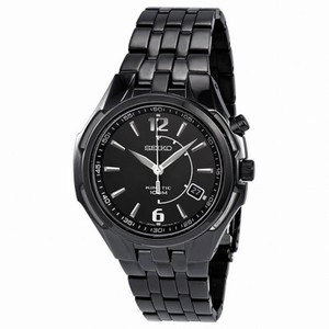 Seiko Kinetic Black Dial Black Ion-plated Men's Watch SKA517