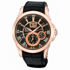 Seiko Kinetic Black Dial Black Leather Men's Watch SNP036P1