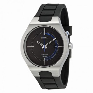 Seiko Kinetic Black Dial Black Silicone Men's Watch SKA651