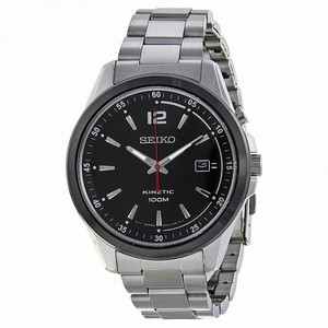 Seiko Kinetic Black Dial Stainless Steel Men's Watch SKA603