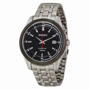 Seiko Kinetic Black Dial Stainless Steel Men's Watch SKA635