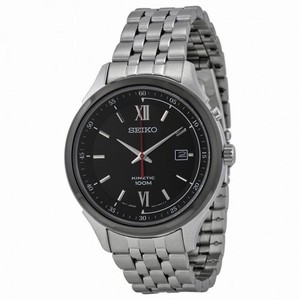 Seiko Kinetic Black Dial Stainless Steel Men's Watch SKA659