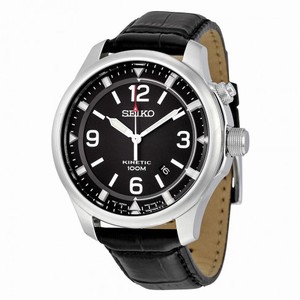 Seiko Kinetic Black Dial Stainless Steel Men's Watch SKA689