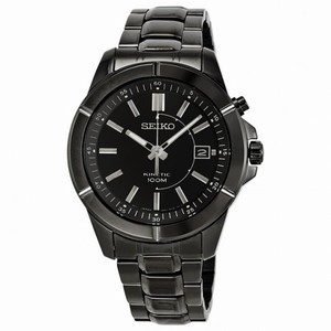 Seiko Kinetic Black Dial Stainless Steel Men's Watch SKA547