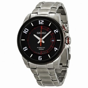 Seiko Kinetic Black Dial Stainless Steel Men's Watch SKA553