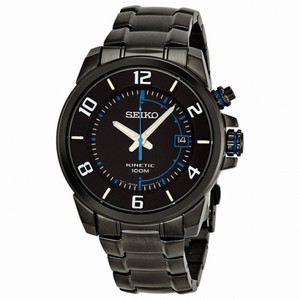 Seiko Kinetic Black Dial Stainless Steel Men's Watch SKA555