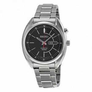 Seiko Kinetic Black Dial Stainless Steel Men's Watch SMY119
