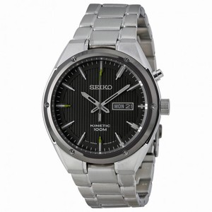 Seiko Kinetic Black Dial Stainless Steel Watch SMY151