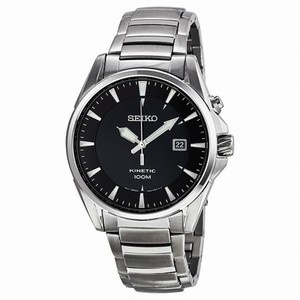 Seiko Kinetic Black Dial Steel Men's Watch SKA565