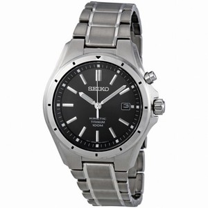 Seiko Kinetic Black Dial Titanium Men's Watch SKA493