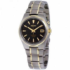 Seiko Kinetic Black Dial Two-tone Titanium Men's Watch SKA214