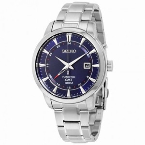 Seiko Kinetic GMT Blue Dial Stainless Steel Men's Watch SUN031