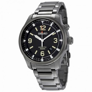 Seiko Kinetic Grey Dial Grey Ion-plated Men's Watch SKA707