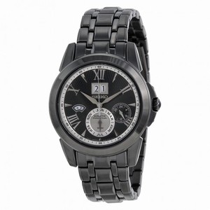Seiko Kinetic Perpetual Calendar Black Dial Black Ion-plated Men's Watch SNP105