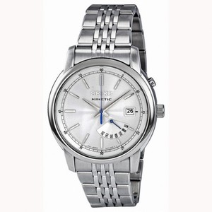 Seiko Kinetic Silver Dial Day and Date Men's Watch SRN027