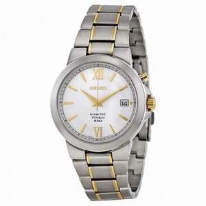 Seiko Kinetic Silver Dial Two-tone Titanium Men's Watch SKA485