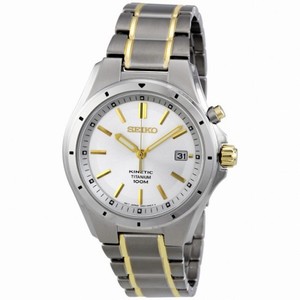Seiko Kinetic Silver Dial Two-tone Titanium Men's Watch SKA497