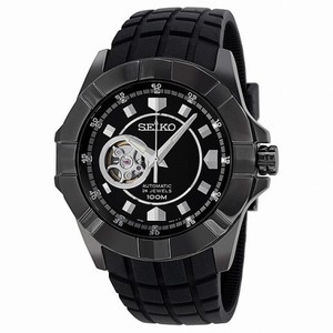 Seiko Lord Automatic Black Dial Black Polyurethane Men's Watch SSA079