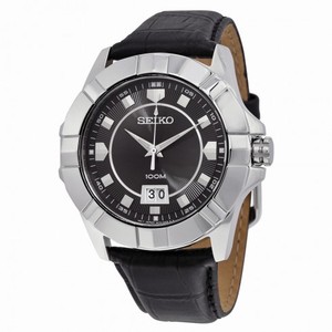 Seiko Lord Black Dial Black Leather Men's Watch SUR131