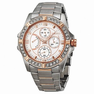 Seiko Lord Chronograph Swarovski Crystal Bezel Ladies Watch SRLZ96