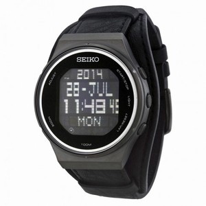 Seiko Matrix Digital Display Black Leather Men's Watch STP017