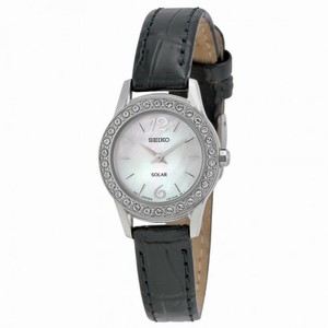 Seiko Mother of Pearl Dial Grey Leather Ladies Watch SUP131