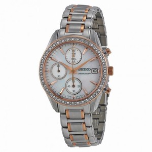 Seiko Mother of Pearl Dial Two-Tone Stainless Steel Chronograph Ladies Watch SNDY18