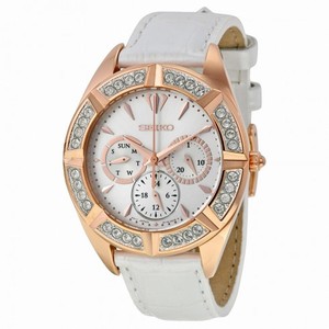 Seiko Multi-Function Rose Dial White Leather Men's Watch SKY682P1