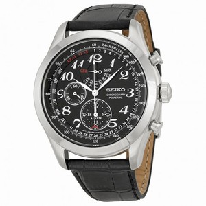 Seiko Neo Classic Chronograph Black Dial Black Leather Men's Watch SPC133